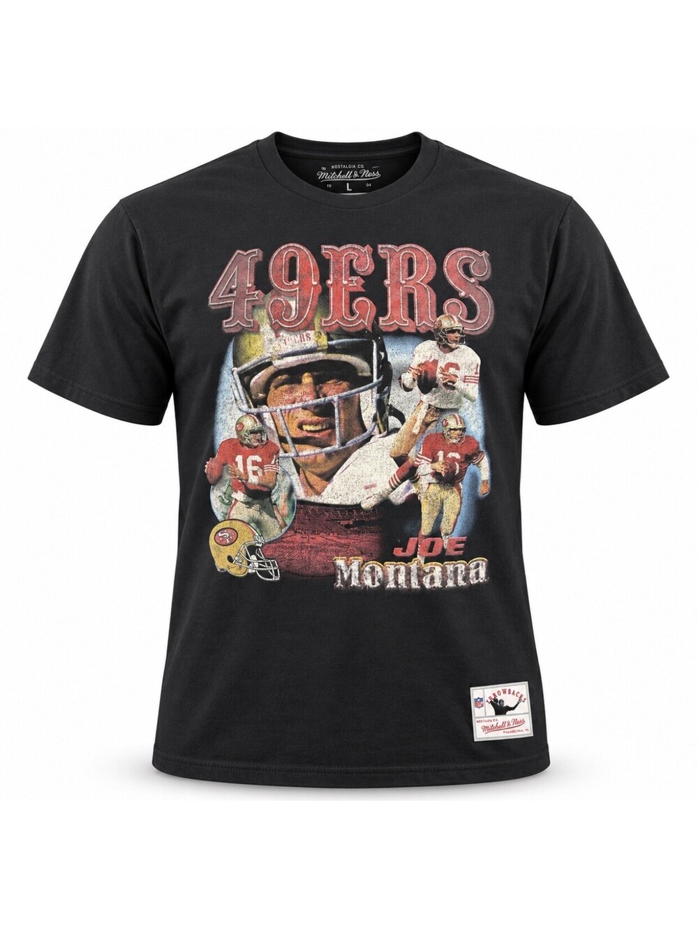 Mitchell & Ness Joe Montana 49ers Vintage Hype Tee Men’s Large Black NFL New